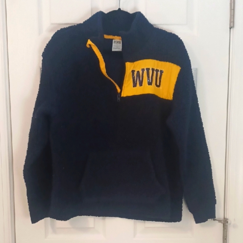 WVU Sherpa Navy and Yellow Pullover